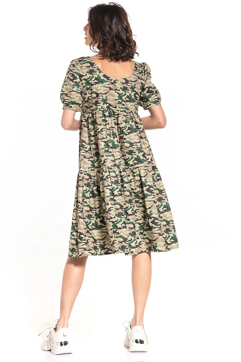 Robe camouflage coton décontractée élégante manches courtes urbain confortable tendance pour femme style unique