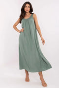 Robe de jour Och Bella en vert sauge en viscose légère longue ample sans fermeture pour femme