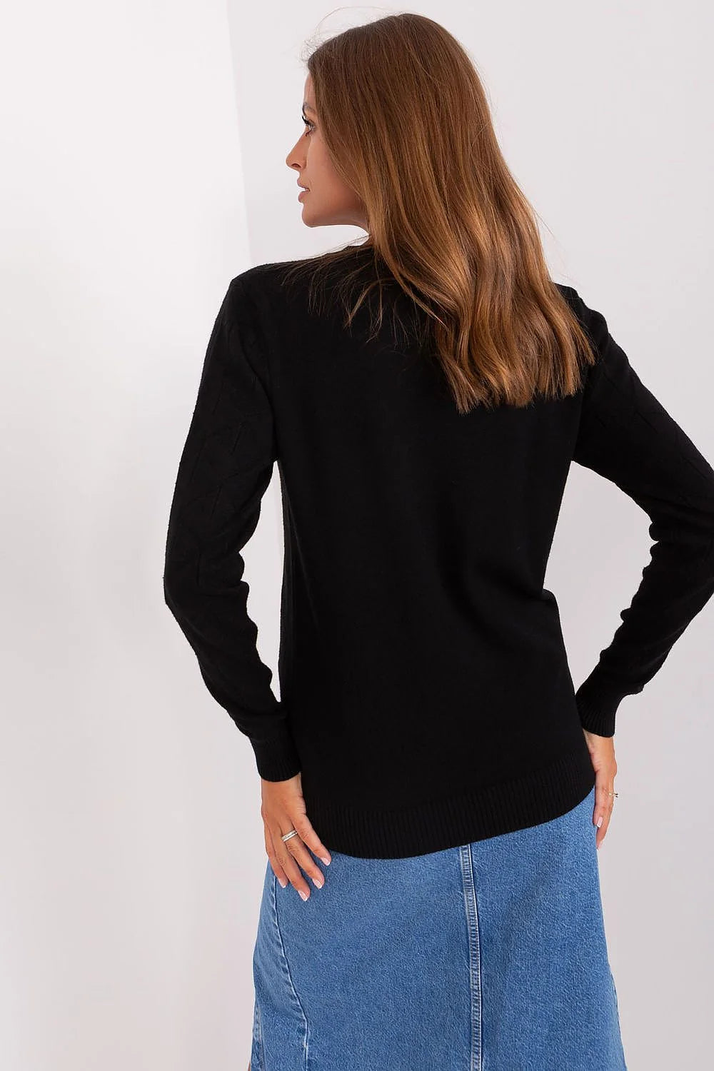 Pull et jupe asymétrique en coton et denim, manches longues, coupe ajustée, fente avant, femmes élégance casual