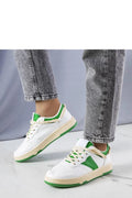 Chaussures de sport pour femmes style décontracté design contemporain semelle verte caoutchouc durable lacets beige respirabilité perforations
