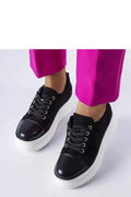 Baskets Solea femmes design moderne tendance confort cuir éco noir semelle blanche sport-chic occasion quotidienne