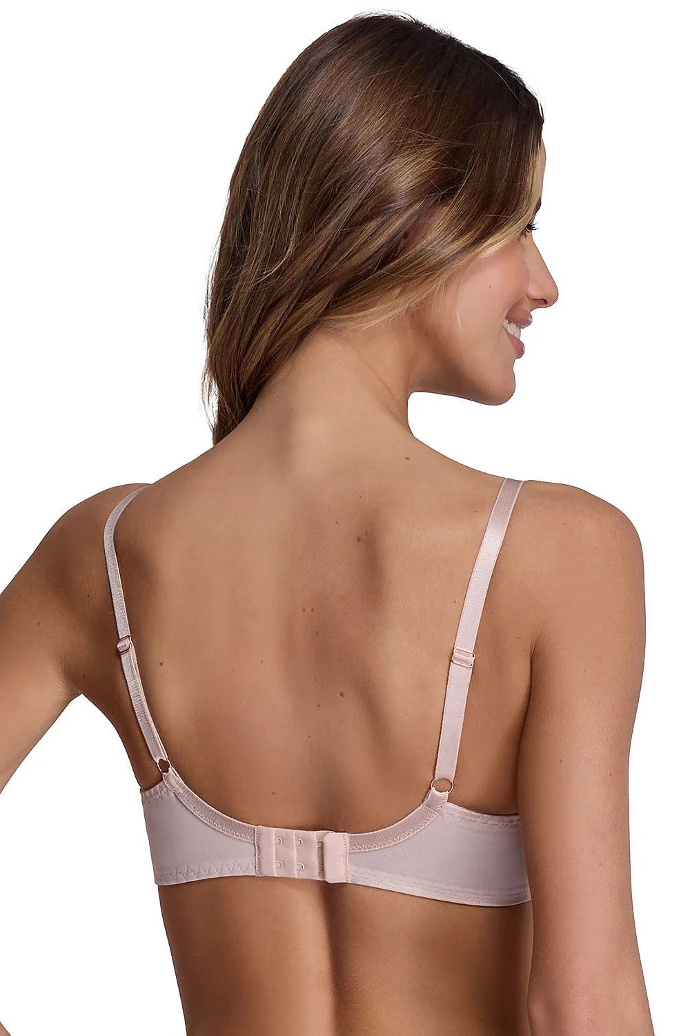 Soutien-gorge élégant rembourré Ava microfibre dentelle nude bretelles ajustables maintien stable modelage délicat