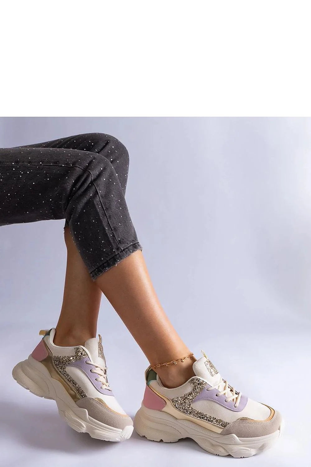 Baskets en cuir moderne tendance pailletées semelle épaisse confort quotidien look sportif élégant casual