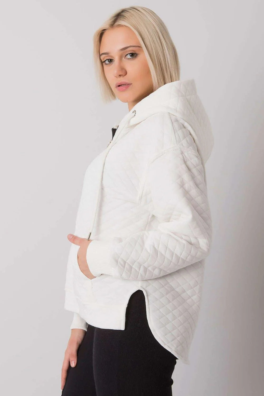 Sweat à capuche matelassé coton vert kaki style décontracté confort chic pour femmes urbaines