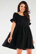 Robe de jour féminine Infinite You en coton élastique, manches courtes, taille haute, évasée, noire, confortable, printemps-été, femme, Pologne