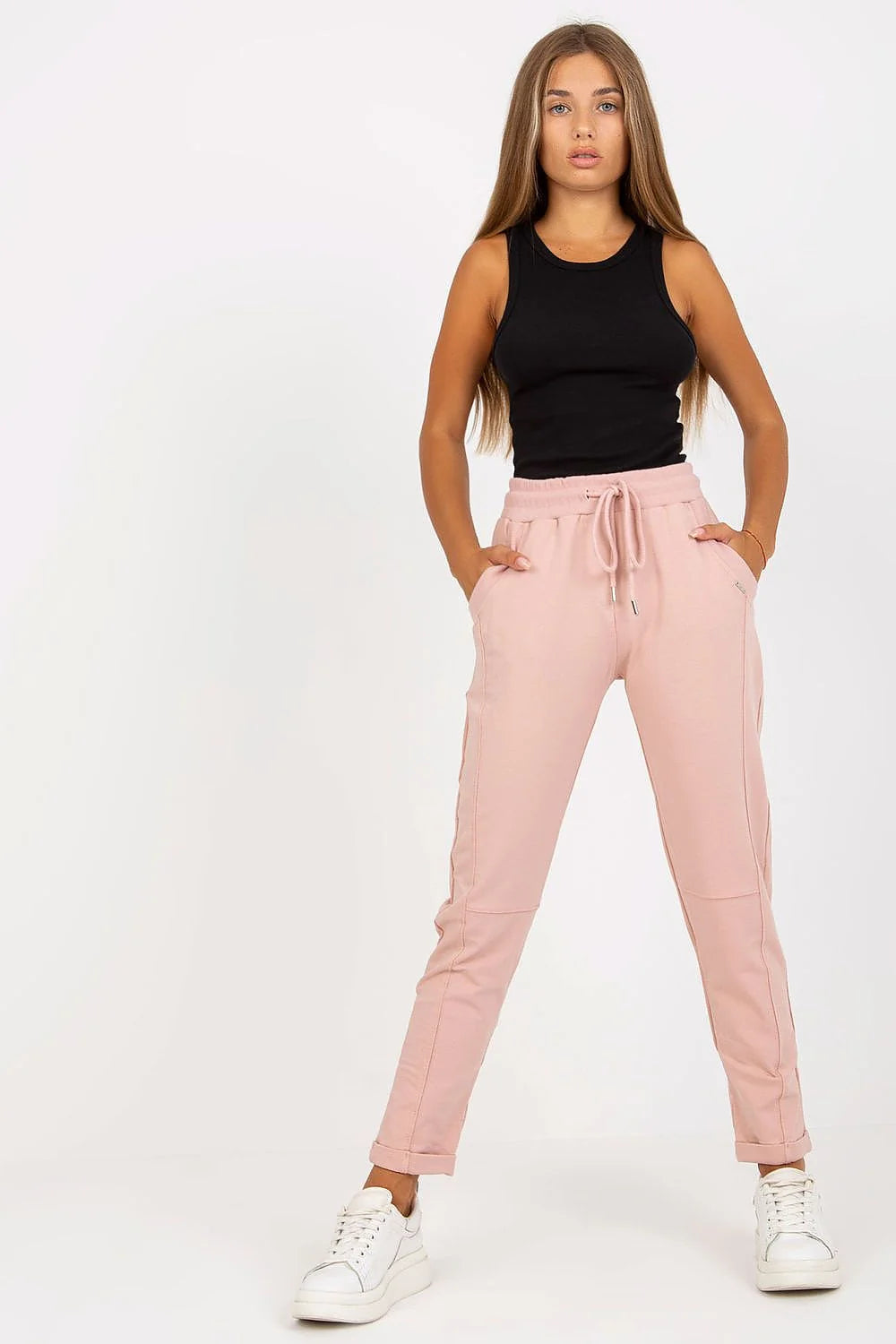 Pantalon survêtement Relevance hauteur taille élastique poches latérales coton élasthanne slim fit style casual femme