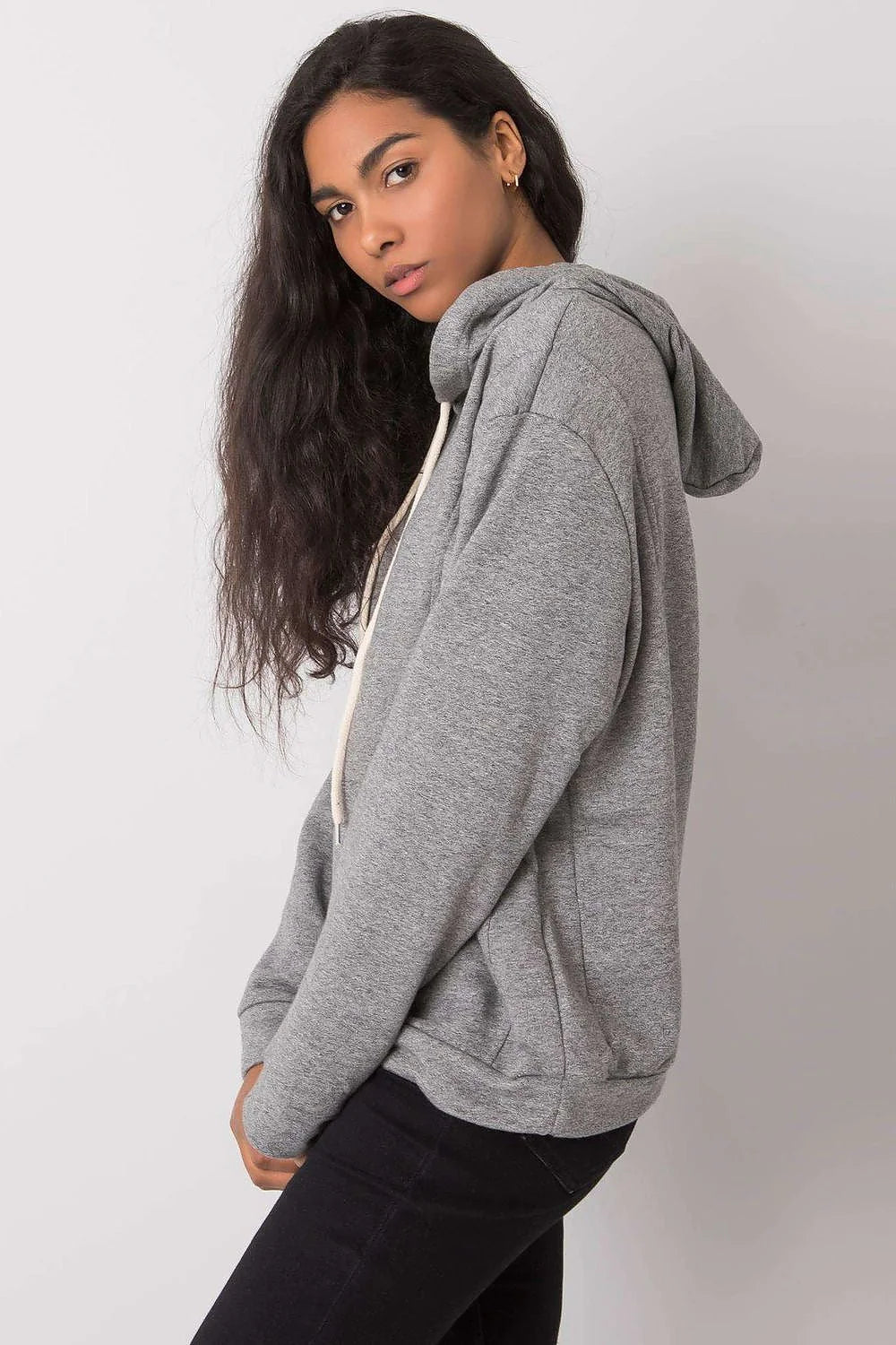 hoodie femme jaune fluo coton elasthanne molleton doux coupe ample épaules tombantes manches longues capuche doublée cordon blanc réglable
