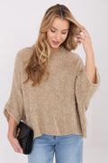 pull femme oversize maille bouclée beige sable coupe boxy col rond manches dolman longueur hanche fluide confortable chaud