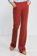 Pantalon long Nife élégant bootcut couleur terracotta taille mi-haute matière confortable femme office cérémonie