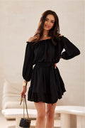 Robe de jour élégante Roco Fashion Giulia robe à épaules dénudées manches bouffantes 3/4 tissu délicat femme