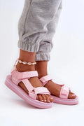 Sandales pour femmes confortables style sportif rose plateforme 3 cm ajustables Velcro Big Star été plage ville