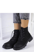 Bottines urbaines modernes pour femmes en éco-daim noir style militaire semelle épaisse ajustement personnalisé confort maximal