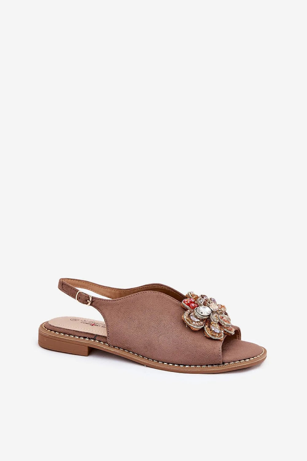 Sandales pour femme style boho-chic avec fleur décorative Talon plat Conforturable S.Barski sandales mode été