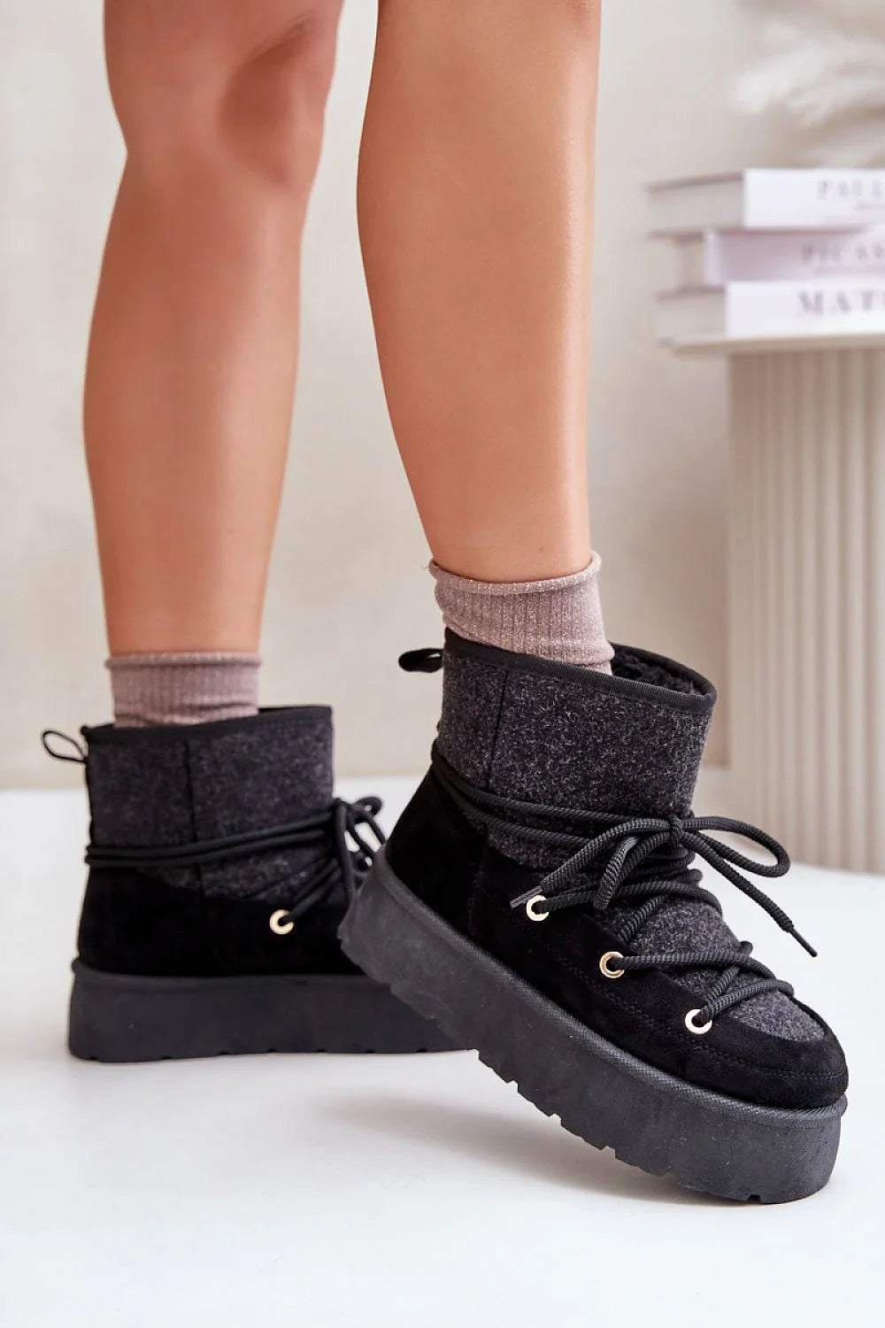 Bottes de neige Step in style cuir suédé fourrure hauteur 15 cm plateforme 5 cm femmes