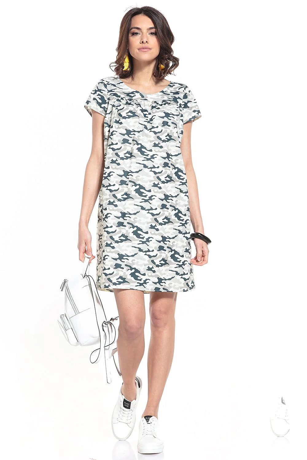 Robe camouflage coton décontractée manches courtes tendance urbaine confortable été printemps pour femmes modernes