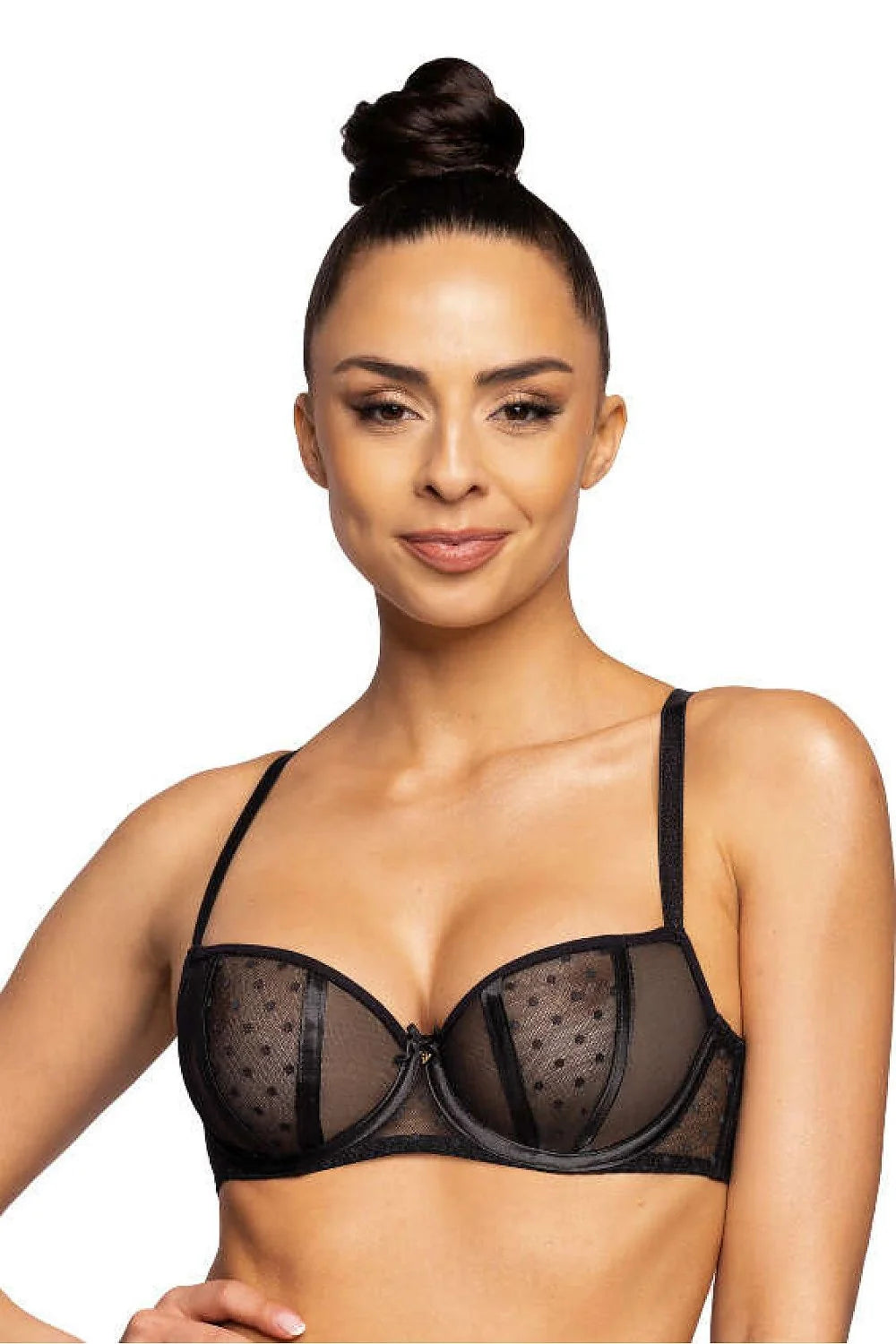 Soutien-gorge balconnet élégant en dentelle noire avec nœud décoratif pour femme, ajustement personnalisé, maintien optimal, occasion spéciale ou quotidienne