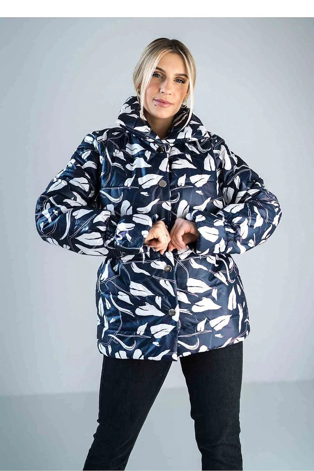 Veste matelassée brillante pour femme longueur hanche col montant style moderne polyester 100 %