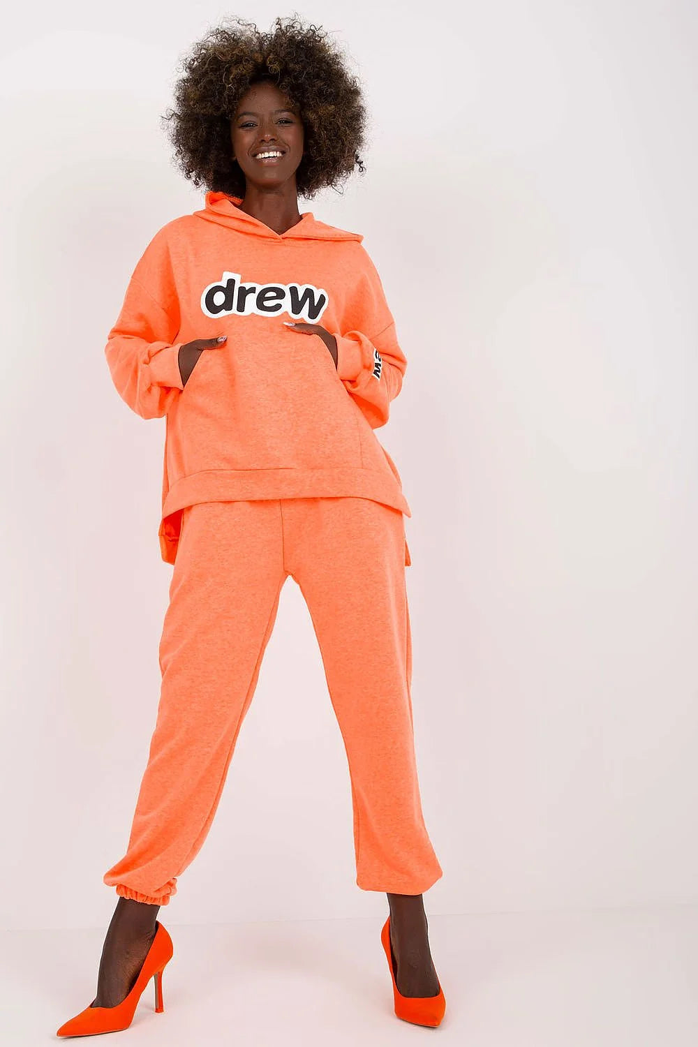 Ensemble Ex Moda Femme Sweat à Capuche et Joggers Coupe Oversize en Coton-Polyester Vert Vif