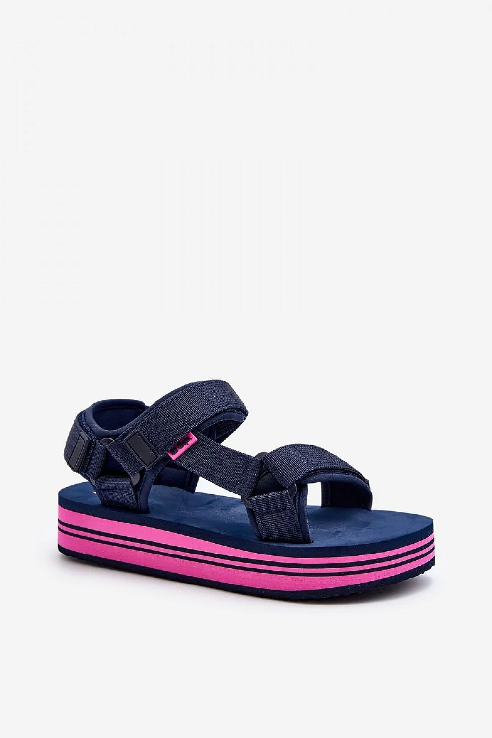 Sandales pour femmes style moderne sportif design décontracté sangles ajustables semelle contrastante couleur bleu marine rose tendance été 2023