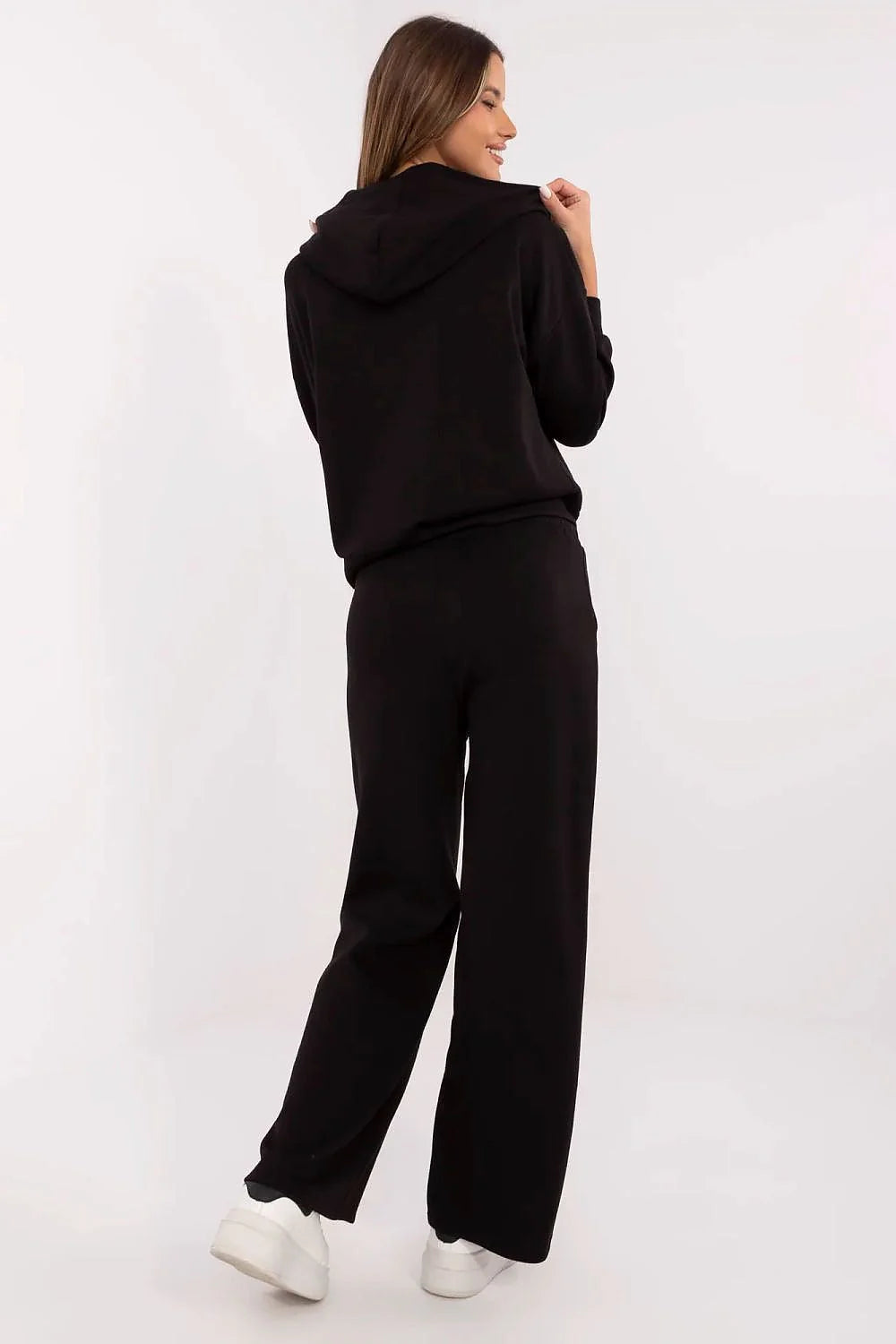 Ensemble de survêtement Italy Moda pour femme, confort et style, noir, capuche zippée, pantalon taille haute, matériaux doux et respirables