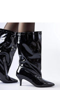 Bottes élégantes à talon aiguille cuir vernis noir femmes mode design audacieux occasions spéciales hiver automne été