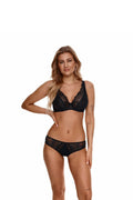 Ensemble de lingerie élégant dentelle noire, soutien-gorge triangle, culotte échancrée, confortable, mode intemporelle, femme