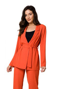 Blazer longue femme Makover style non conventionnel couleur vive tissu fluide ceinture ajustable polyester élasthanne