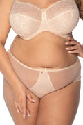 Ensemble de lingerie féminine romantique style balconnet dentelle beige culottes classique soutien-gorge coton élasthanne polyamide femmes
