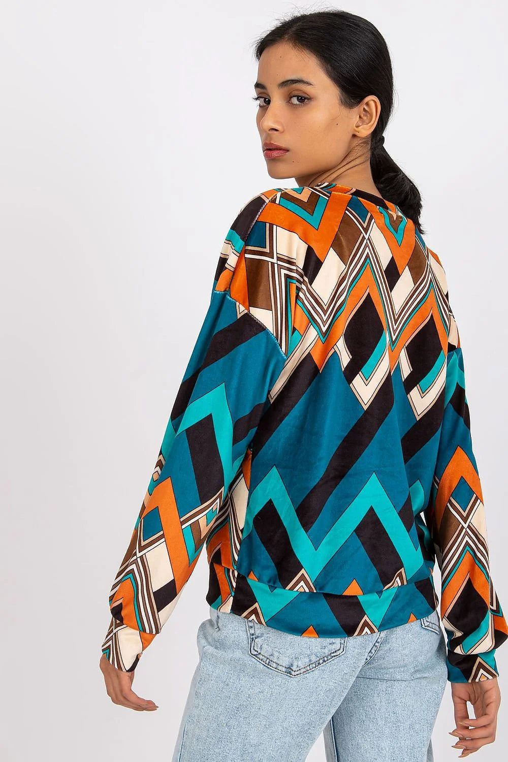 Chemisier femme polyester ample bohème manches longues motifs floraux colorés style décontracté élégant moderne