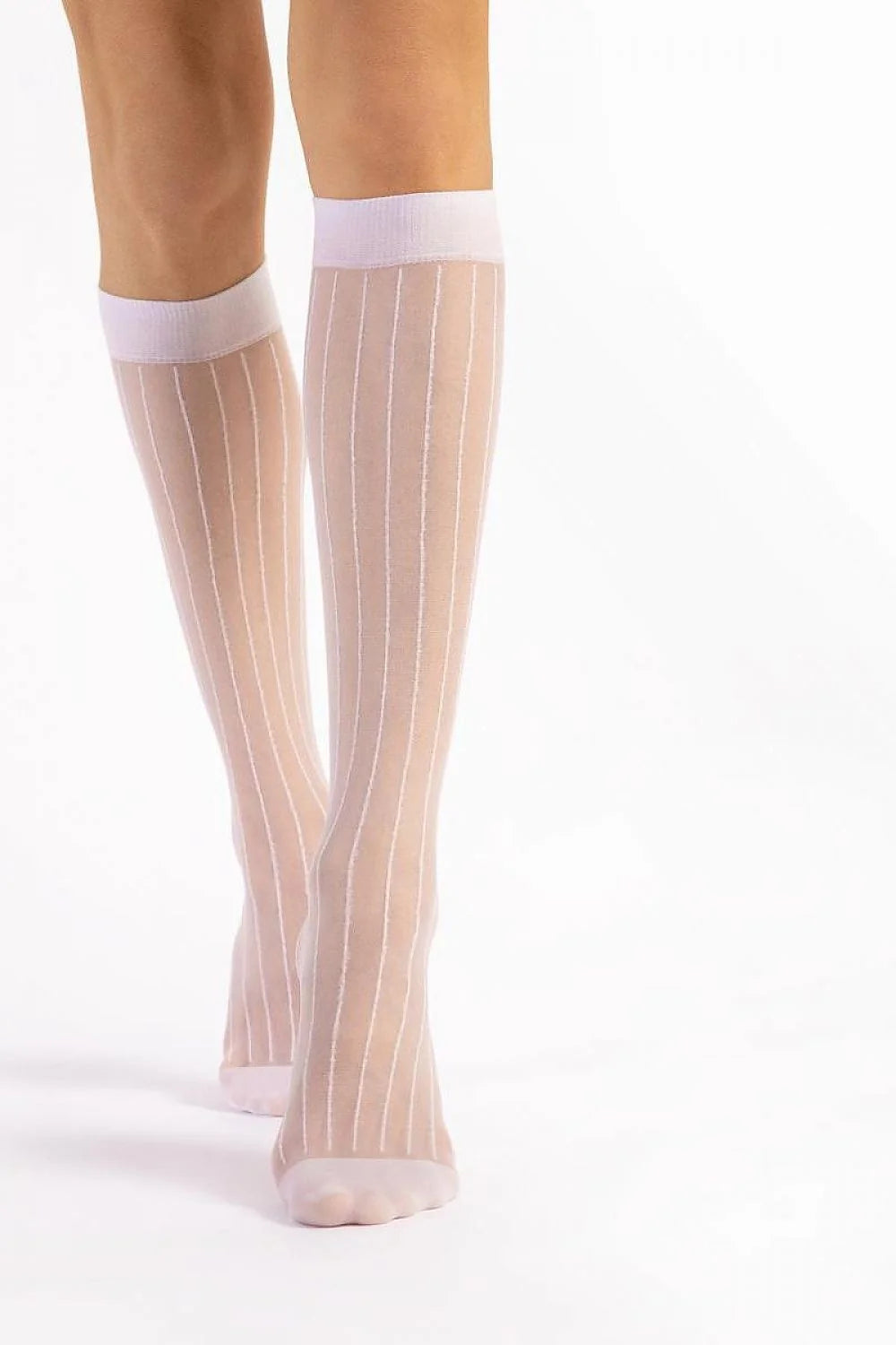 Chaussettes longues Fiore fines rayures transparentes élasthanne polyamide style moderne classique femmes ajustées confortables