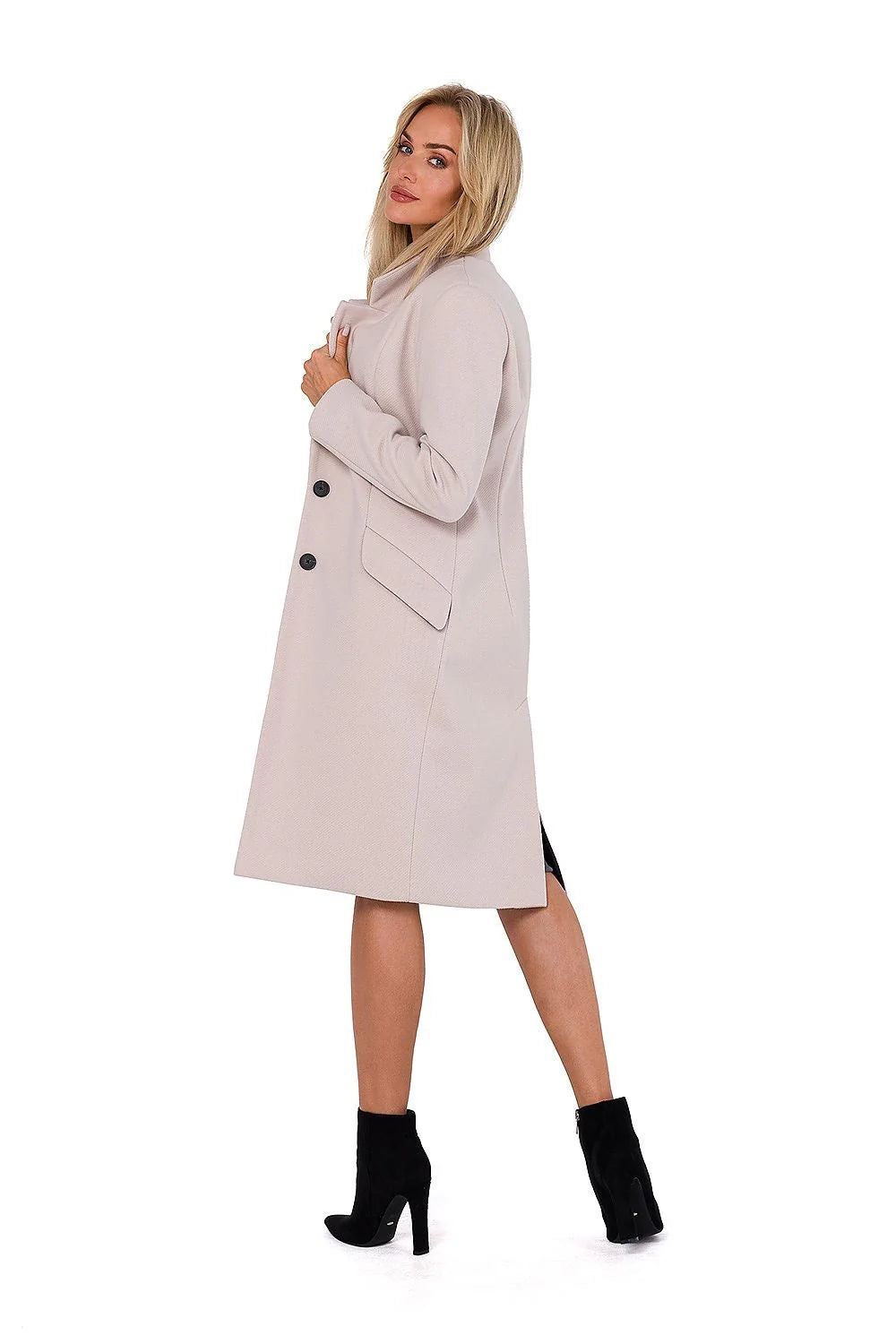 Manteau Moe pour femme long col matelassé asymétrique Polyester 100% coupe classique élégance confort automne hiver