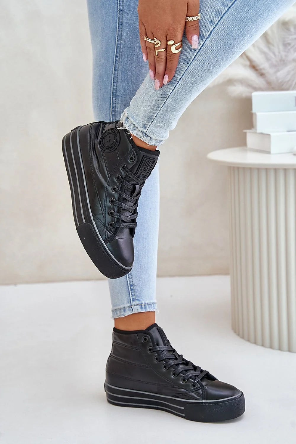 Baskets montantes femmes style classique cuir synthétique noir lacets noirs logo logo logo logo logo logo logo logo logo logo logo logo logo logo