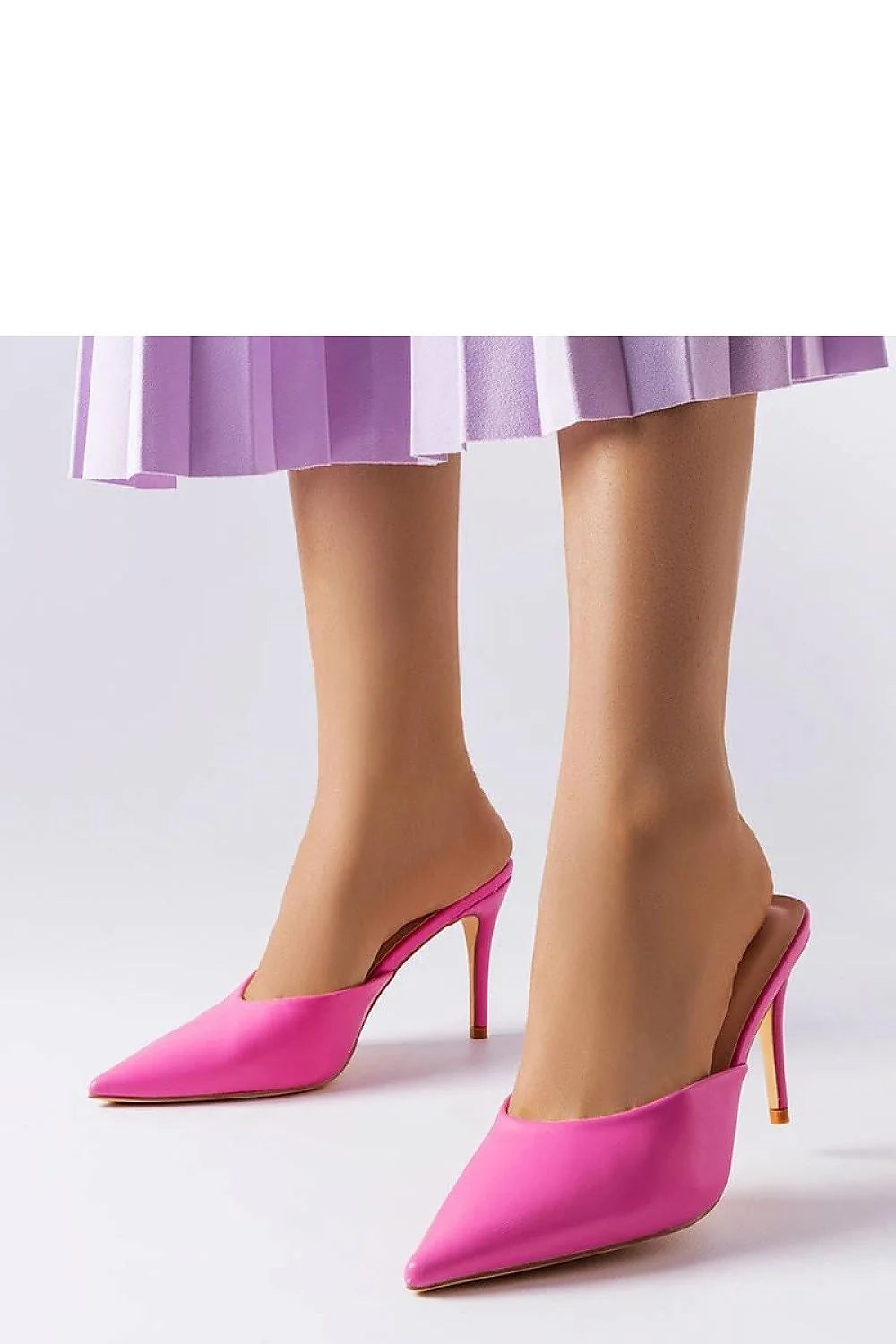 Mules à talons aiguilles rose vif simili-cuir femmes design moderne occasion formelle confortable talon 10 cm