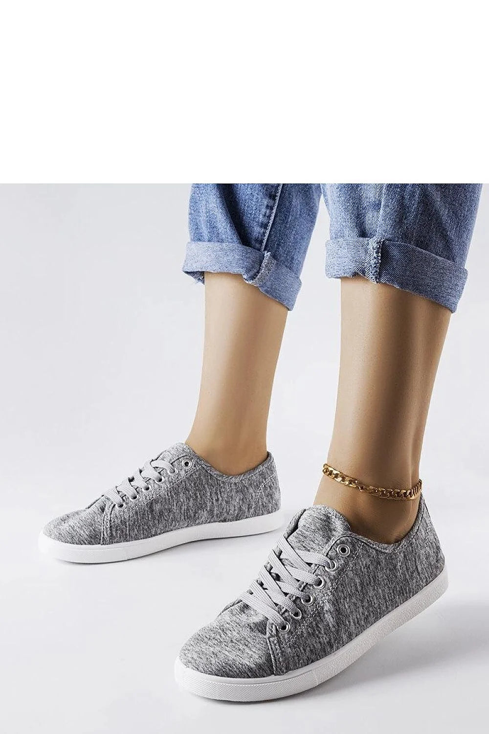 Baskets mode femme tissu gris chiné sneakers basses confort minimalisme occasionnels Casual Look Venancia