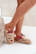 Pantoufles en fourrure pour femmes style renne Noël confort doux cadeau hiver taille ajustable design festif