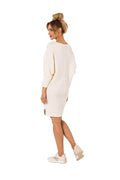 Robe de jour Moe femme style moderne chic manches kimono encolure V logo coton elasthanne blanche taille ajustable