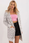 Cardigan pour femme long style décontracté motif chevrons texture douce et pelucheuse manches longues sans fermeture polyvalent pour quotidien et soirées