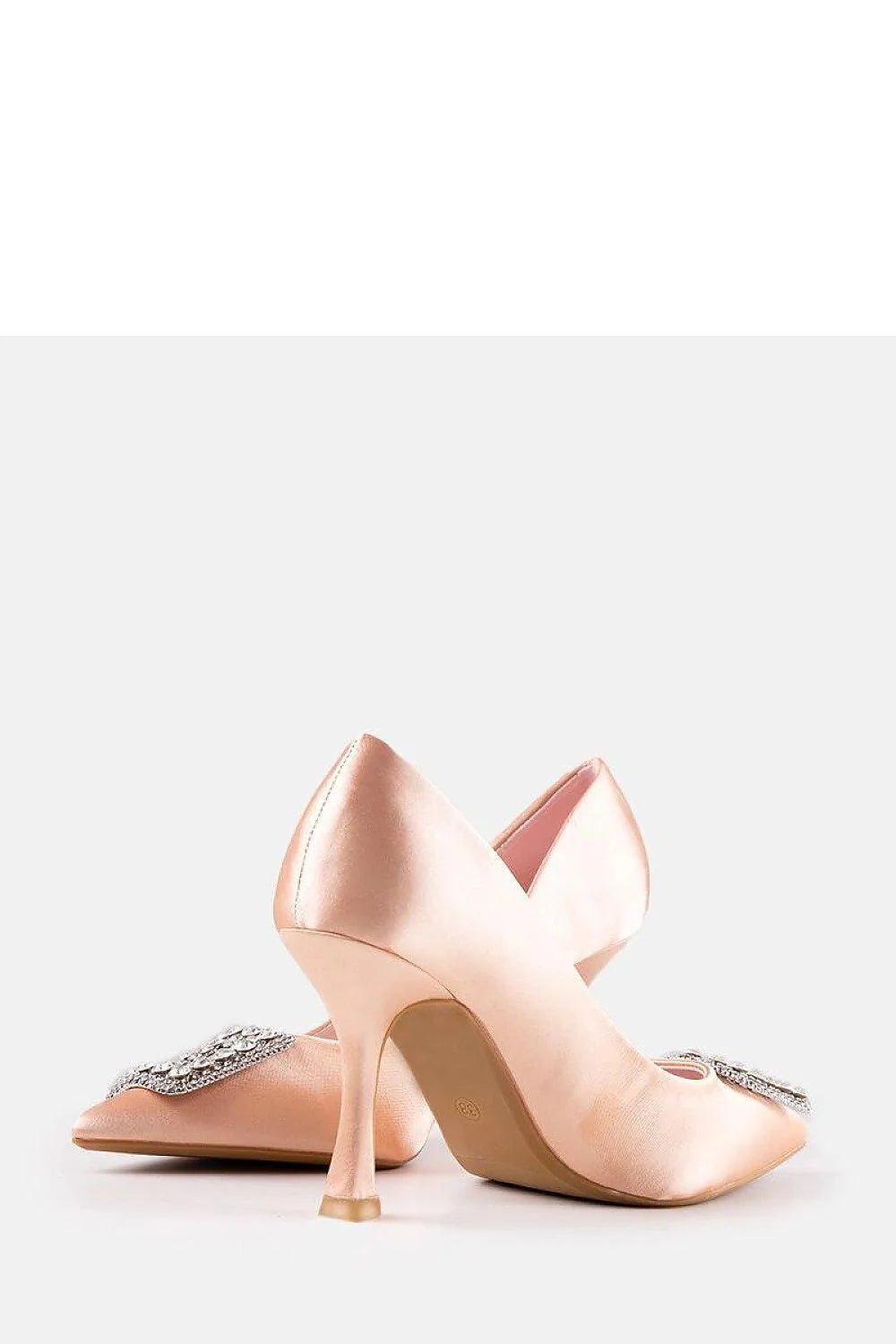 escarpins talons aiguilles satin beige zircons clemente bout pointu confort élégant sophistiqué soirée ete collants résille noirs motif baroque dentelle