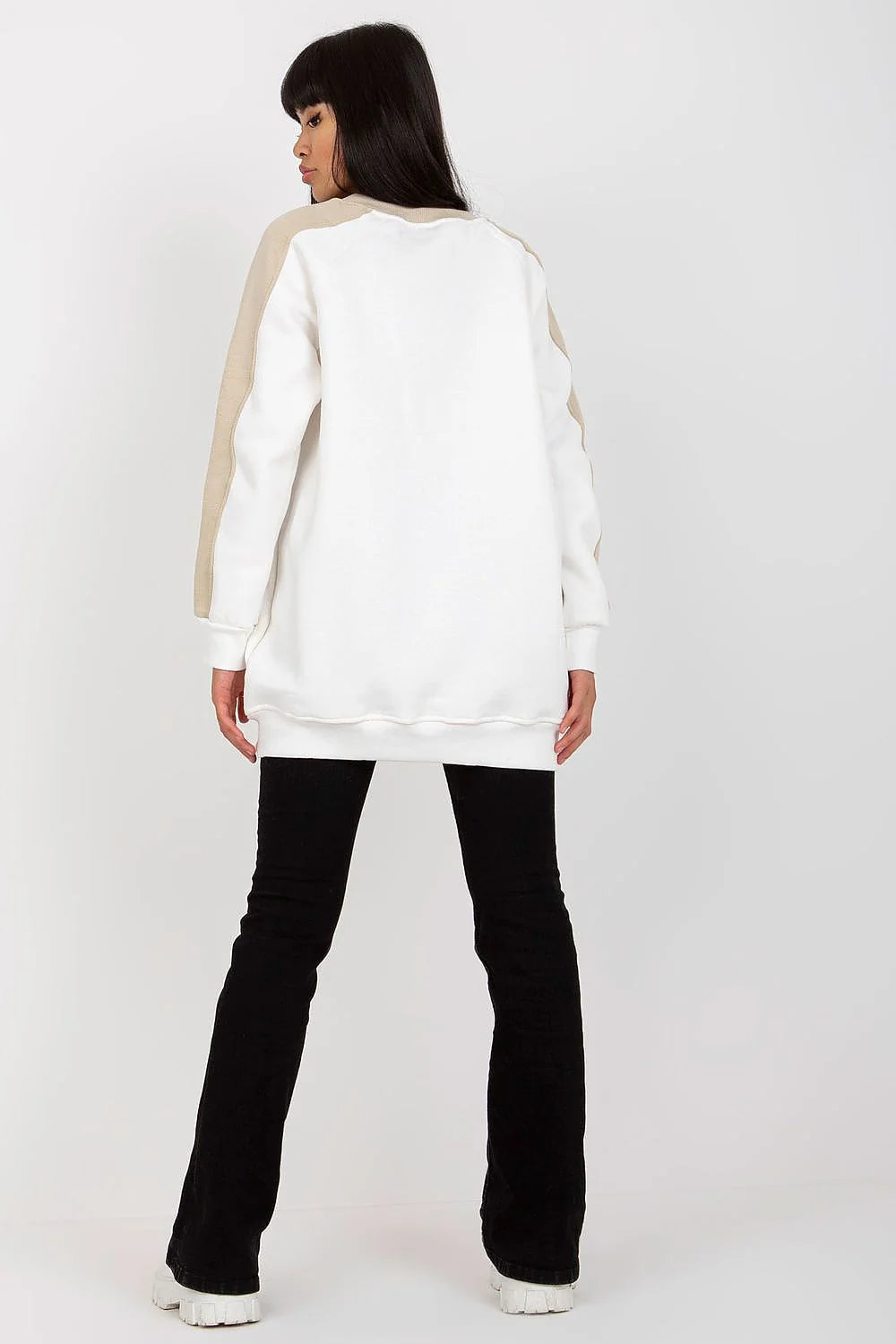Sweatshirt Rue Paris pour femmes moderne casual color-block manches longues coton élasthanne slim fit