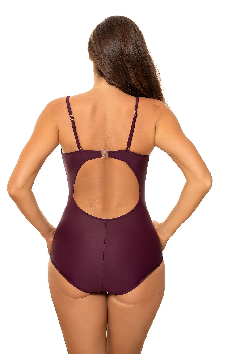 Maillot de bain une pièce Marko bordeaux bande dorée bustier finitions soignées femmes mode été plage