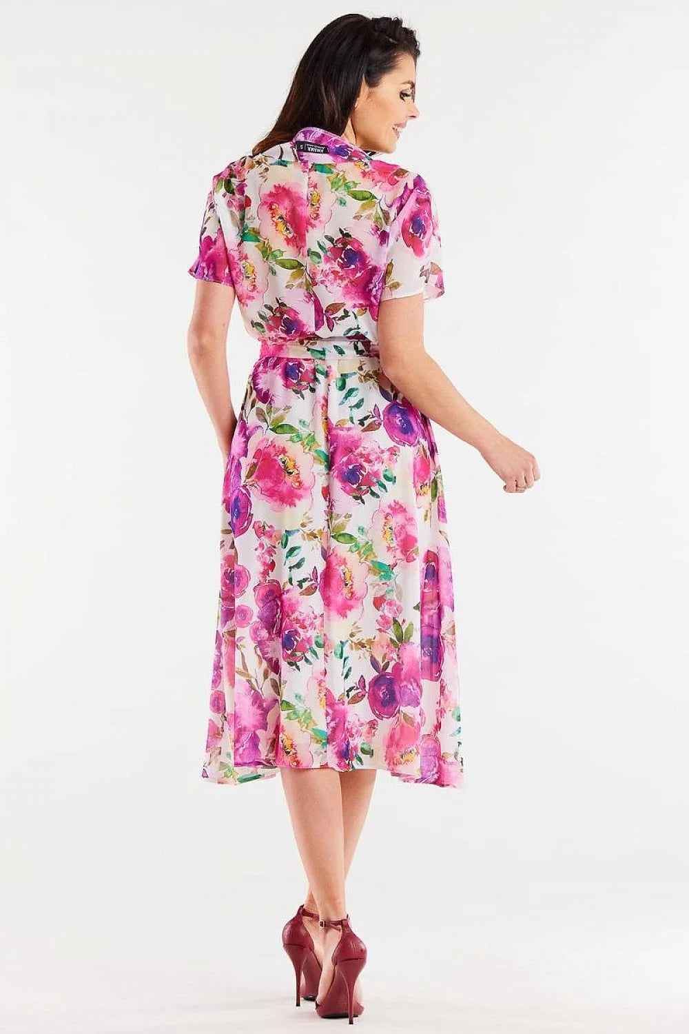 Robe de jour awama en mousseline imprimée floral manches courtes ceinture ajustable polyester 100% tailles S M L XL