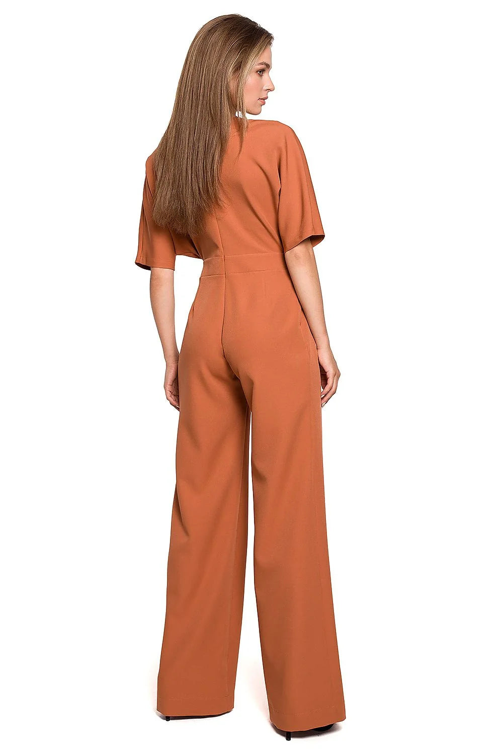 Combinaison polyester élégante et chic pour femme moderne couleur terre cuite manches chauve-souris