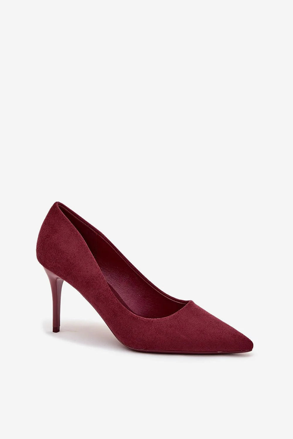 escarpins femme suédine bordeaux talon aiguille haut silhouette élancée bout pointu semelle fine veloutée confortable chic habillé soirée mariage