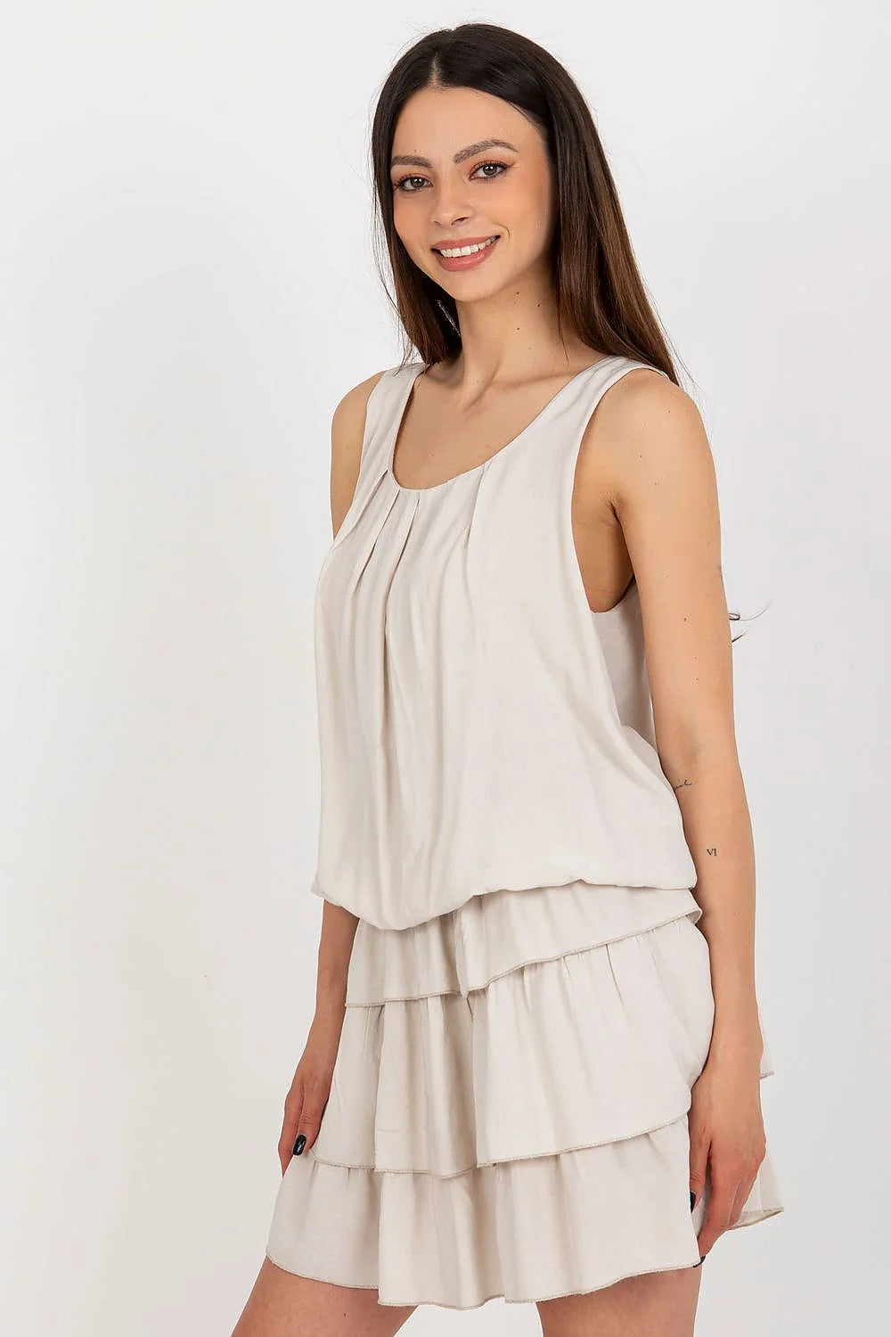 Robe de jour Och Bella sans manches en viscose col rond volants élastique taille universelle