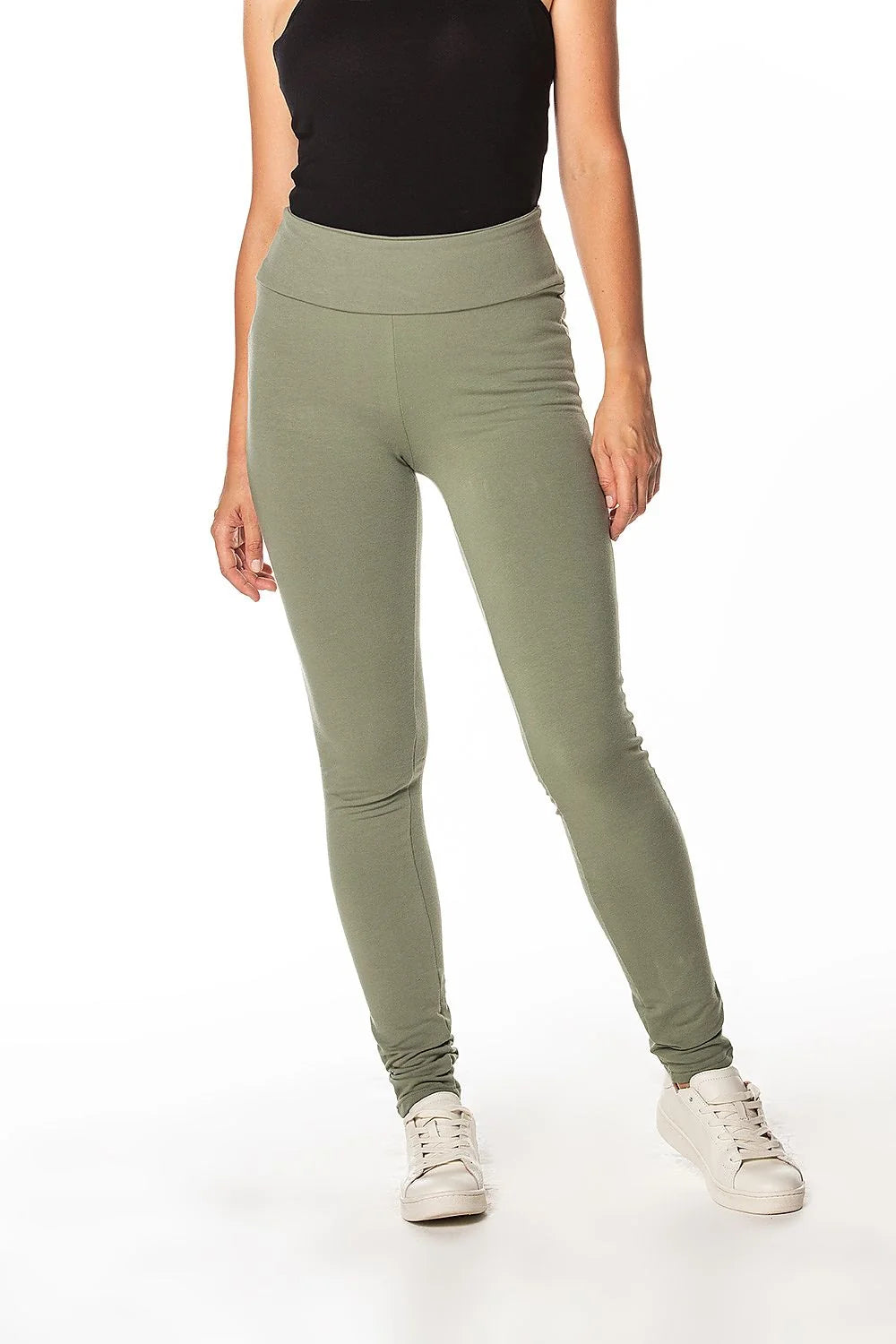 Legging pour femmes Survêtement Tessita kaki taille haute matière extensible confortable coupe ajustée sans poches polyvalent activité sportive quotidien