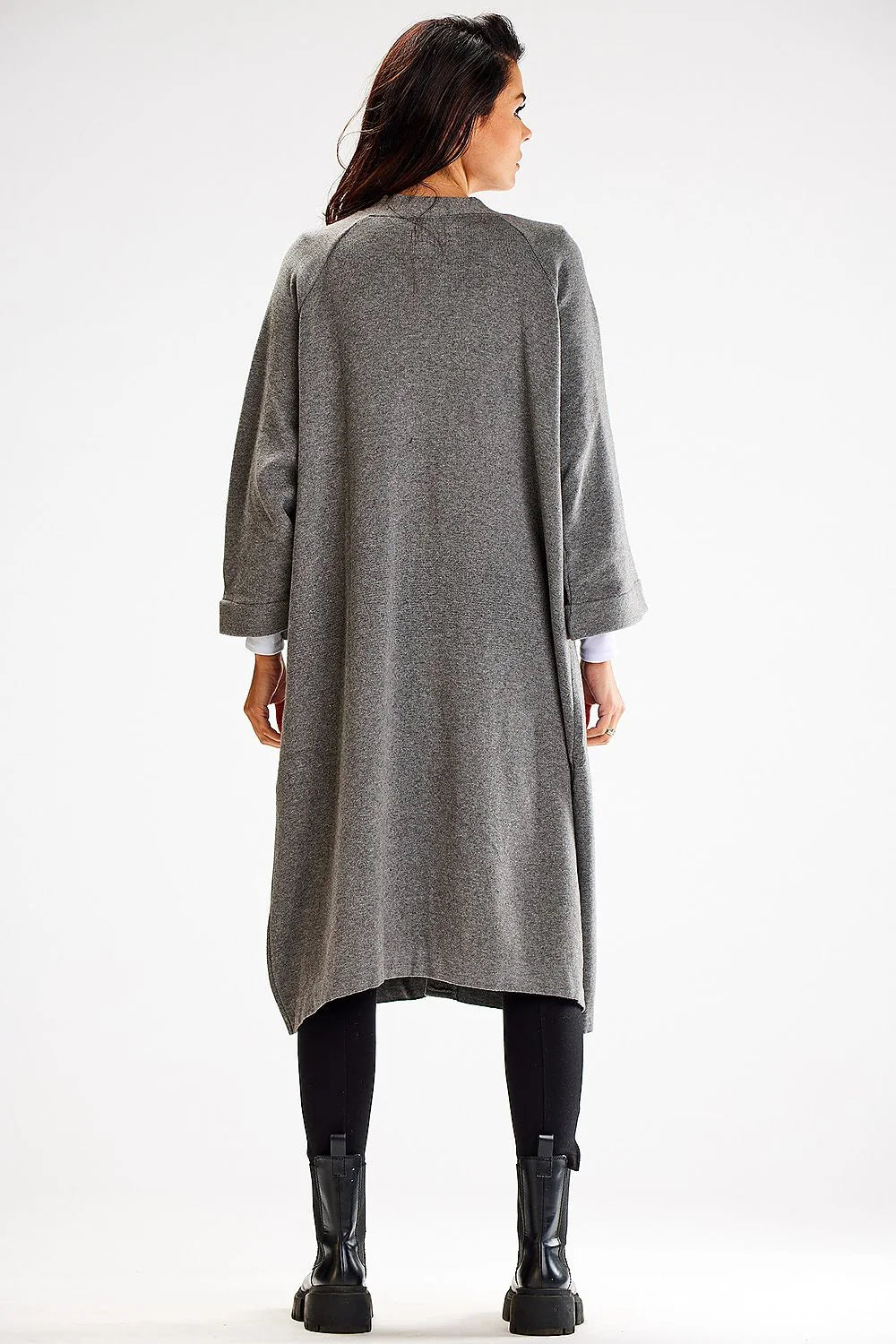 Manteau long pour femme cardigan à manches larges ceinture à nouer matière douce automne-hiver élégance intemporelle