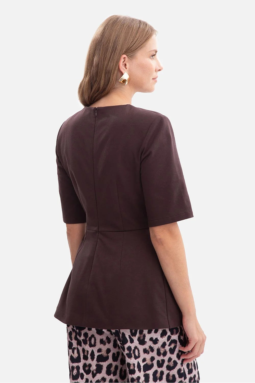 chemisier femme jersey molletonné lisse 260g boucle inversée confort élégant sanspoches fermetureéclairdissimulée encolure ronde manches mi longues basque évasée cintrée