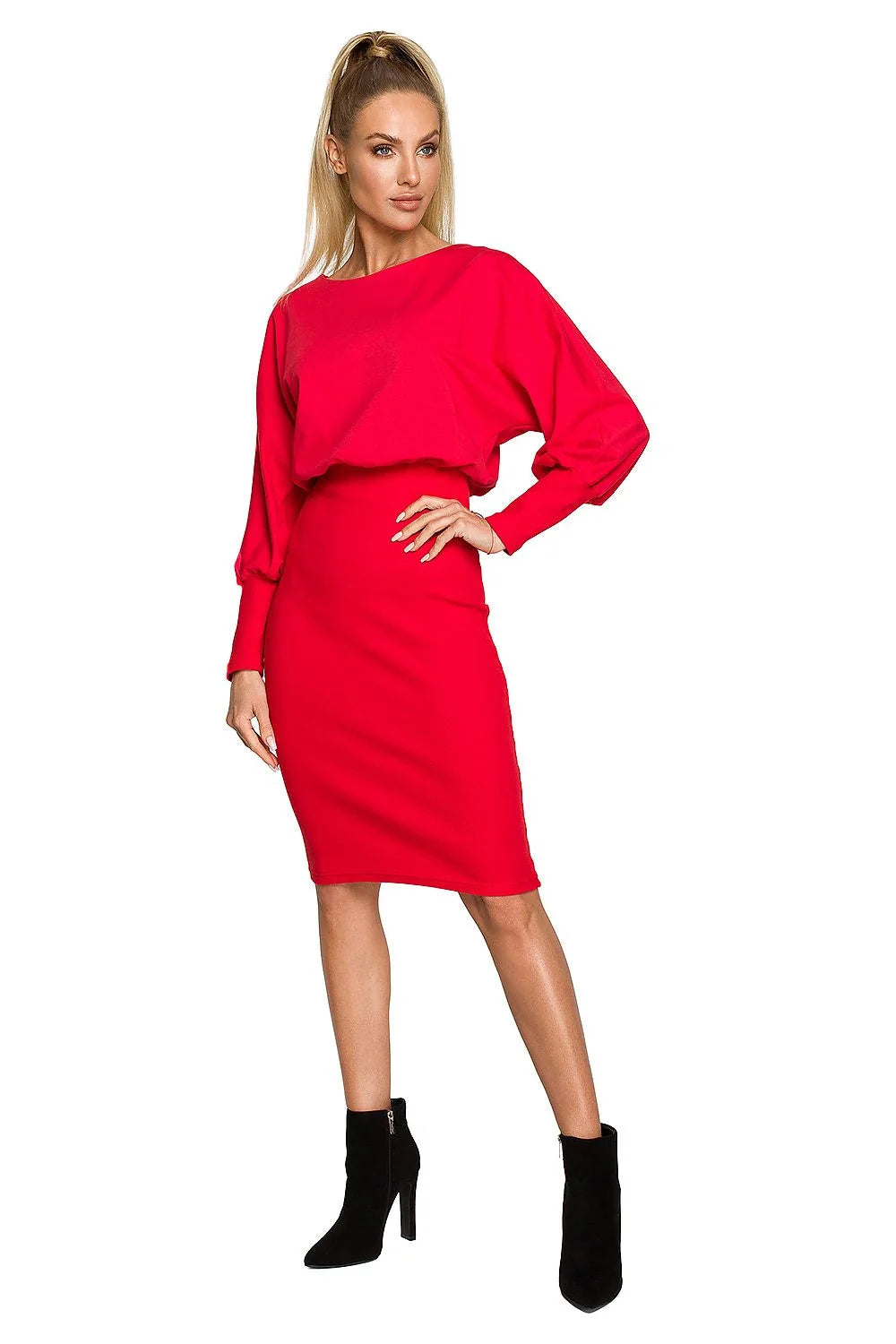Robe élégante pour femme verte longue manches bouffantes taille ajustée coupe moderne matériau doux occasion formelle
