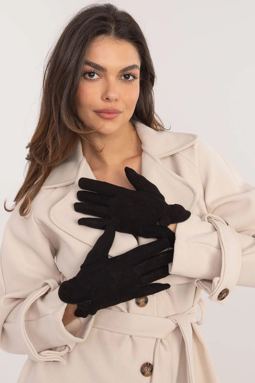 Gants élégants pour femmes matériau lisse et chaud détails décoratifs fente poignet index fleur brodée téléphone usage quotidien style intemporel