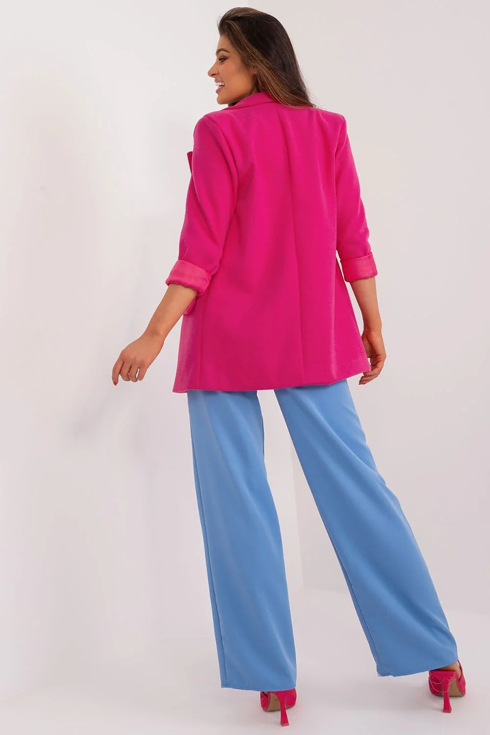 Veste Blazer Femme Fuchsia Moderne Chic Coupe Finitions Élégantes Matière Synthétique Haute Qualité